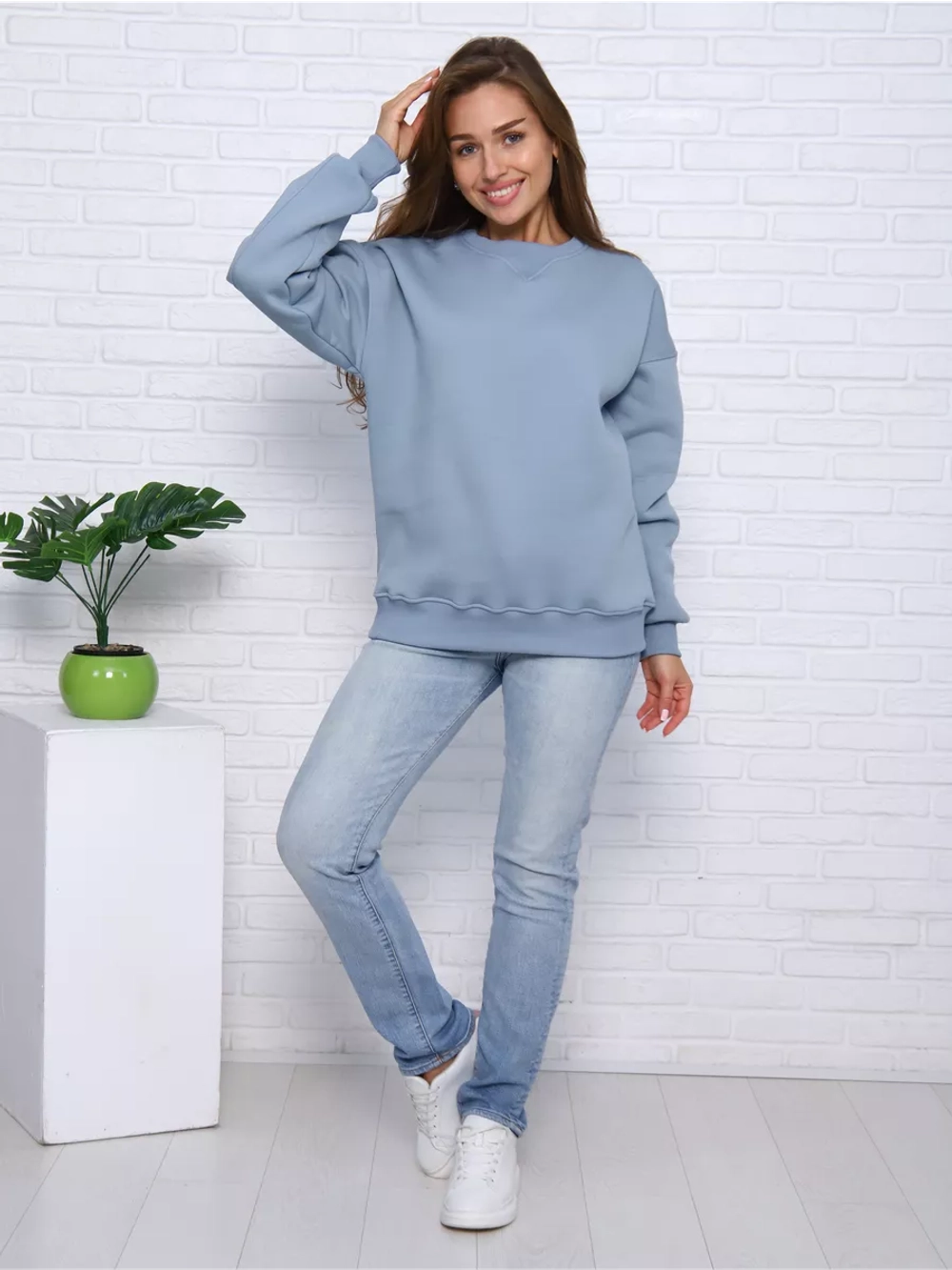 Свитшот утепленный оверсайз базовый