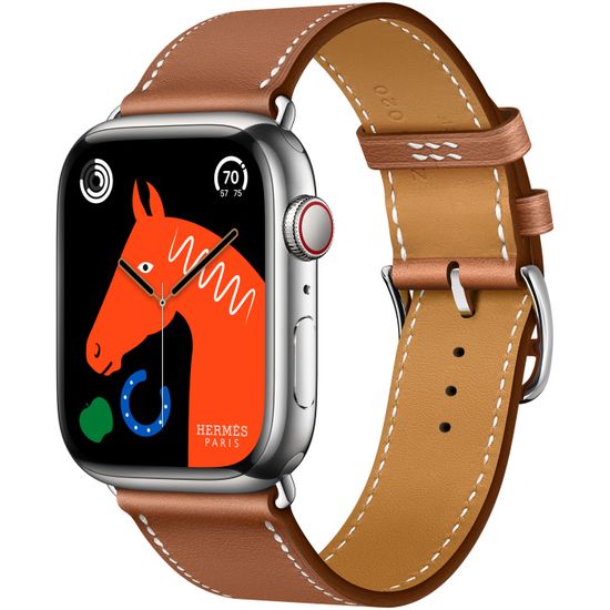 Apple Watch Hermès 45mm Silver Stainless Steel Case with Single Tour Gold