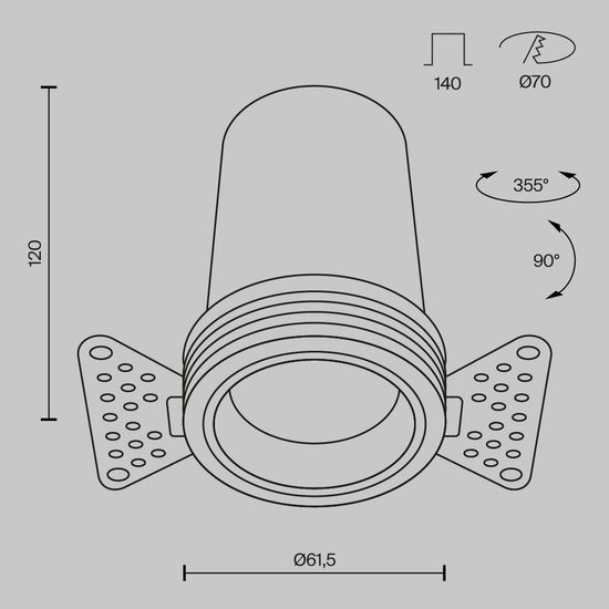 Встраиваемый светильник Technical DL125-L12-4K-TRS-B
