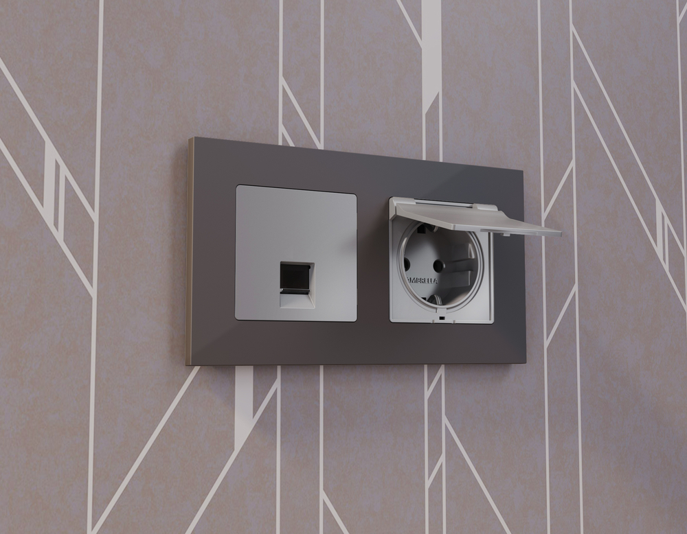 AP5120 Лицевая панель ALFA (Сталь матовый) для компьютерной/телефонной розетки RJ-45/RJ-11 QUANT