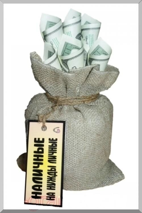 Прикольный денежный мешок "Наличные на нужды личные"