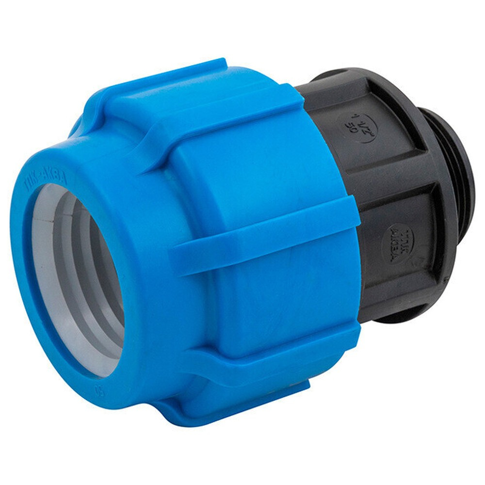 Муфта ПНД компрессионная НР 50*1 1/2" наружная резьба (РФ, уп.50 шт)