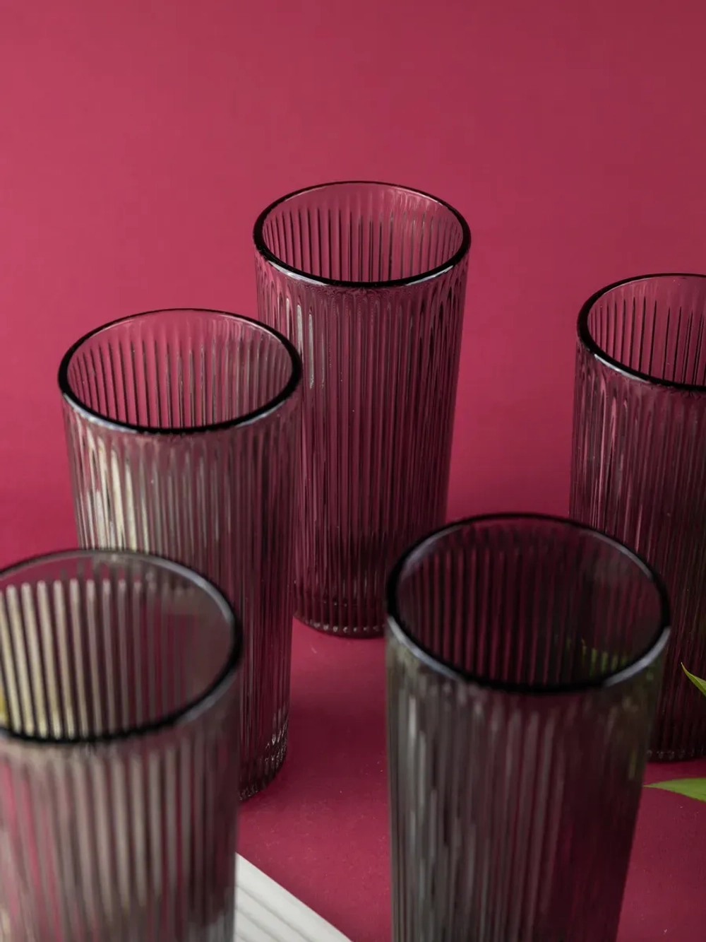 Набор ребристых бокалов для виски, 330 мл. 6 шт. Черные