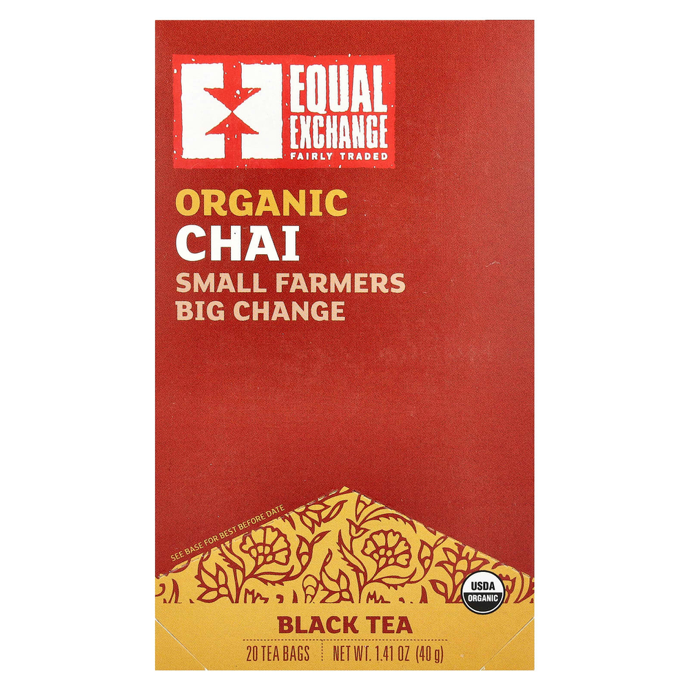 Equal Exchange, органический черный чай, 20 чайных пакетиков, 40 г (1,41 унции)