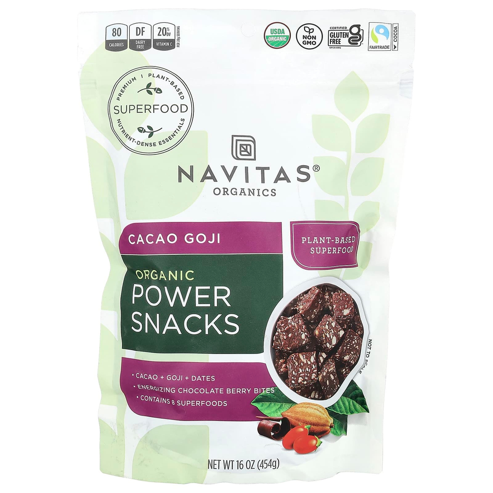 Navitas Organics, Organic Power Snacks, какао и годжи, 454 г (16 унций)