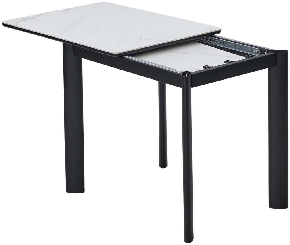 Стол М-City DISAUR Тет-А-Тет 90 Белый мрамор, керамика, Черный каркас