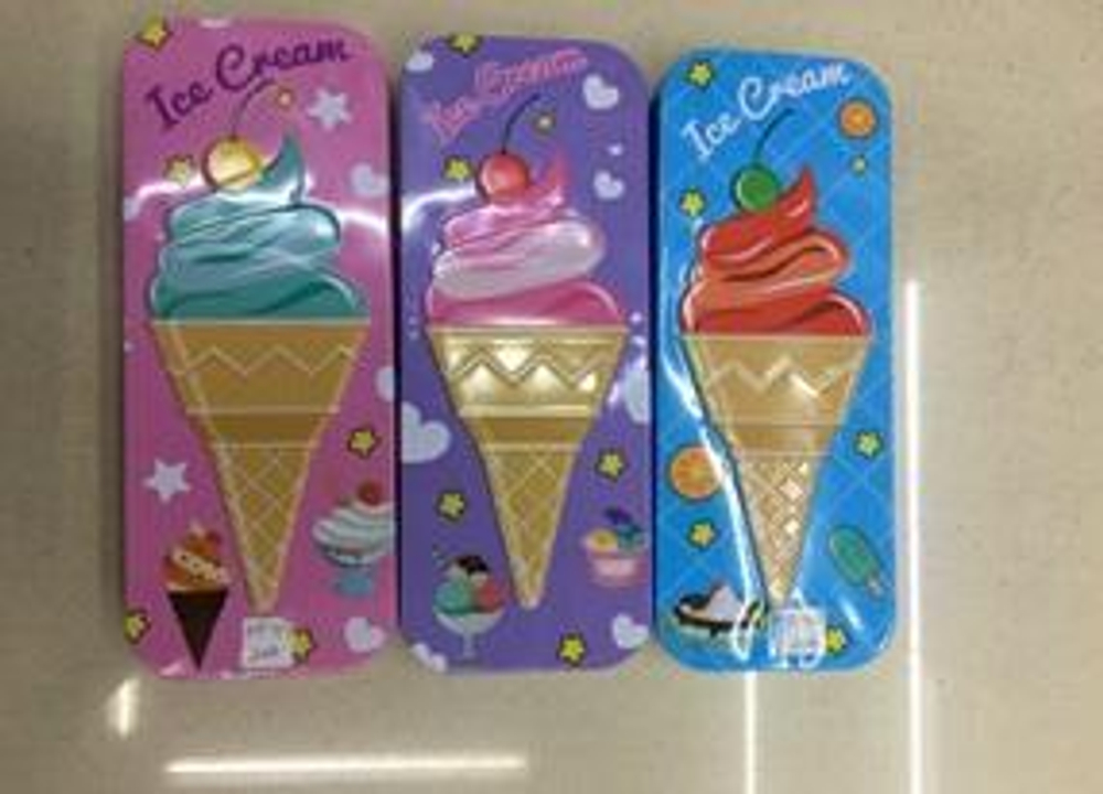 Пенал металлический "Ice cream" с допотсеком, 21,5*8*2,7см, 4 вида микс