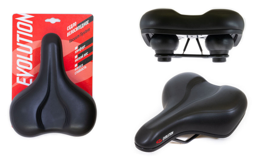 Седло EVOLUTION, комфорт 255x260 мм, эластомер, винил, черное TTZ016X