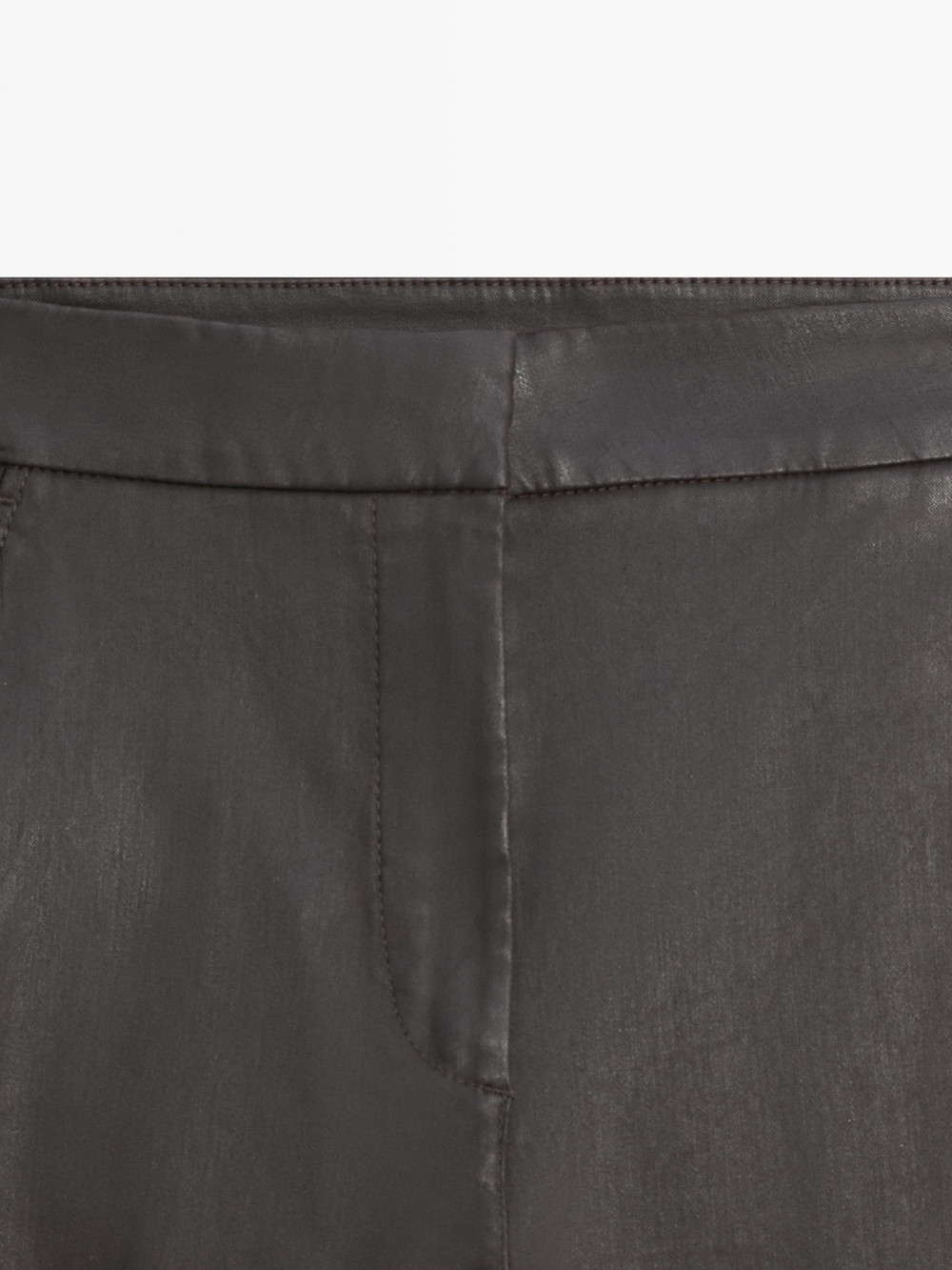 Massimo Dutti Расклешенные брюки с покрытием, коричневый