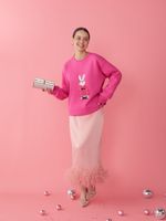 ЮБКА САТИНОВАЯ С ПЕРЬЯМИ PINK