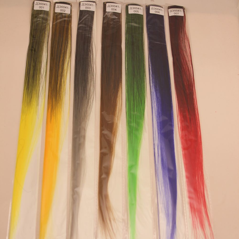 Прядь волос на заколке(искусственные), длина 50см, ширина 3,2см, цвет №012 градиент черный-светло-розовый (1уп = 5шт)