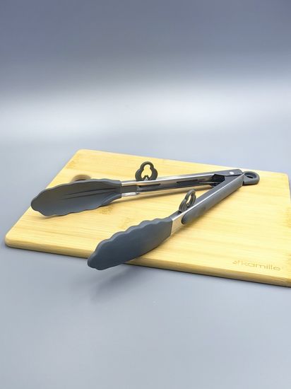 Щипцы силиконовые 23 см. Kamille КМ 7511 с ручками из нержавеющей стали