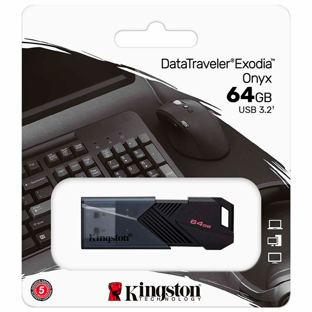 USB Флешка 64GB Kingston DT Exodia Onyx, USB 3.2, черная