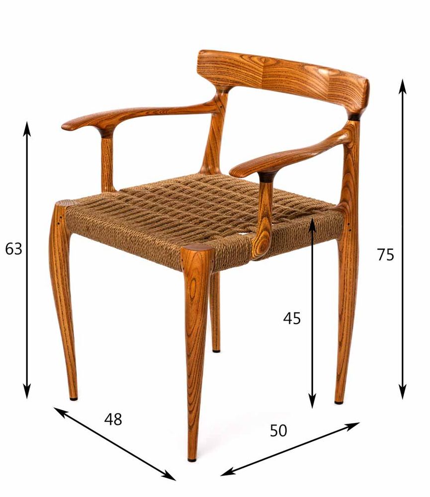 Дизайнерское кресло ручной работы с плетеным сиденьем