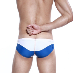 Мужские плавки брифы белые с синим Seobean Low Rise Maillot White
