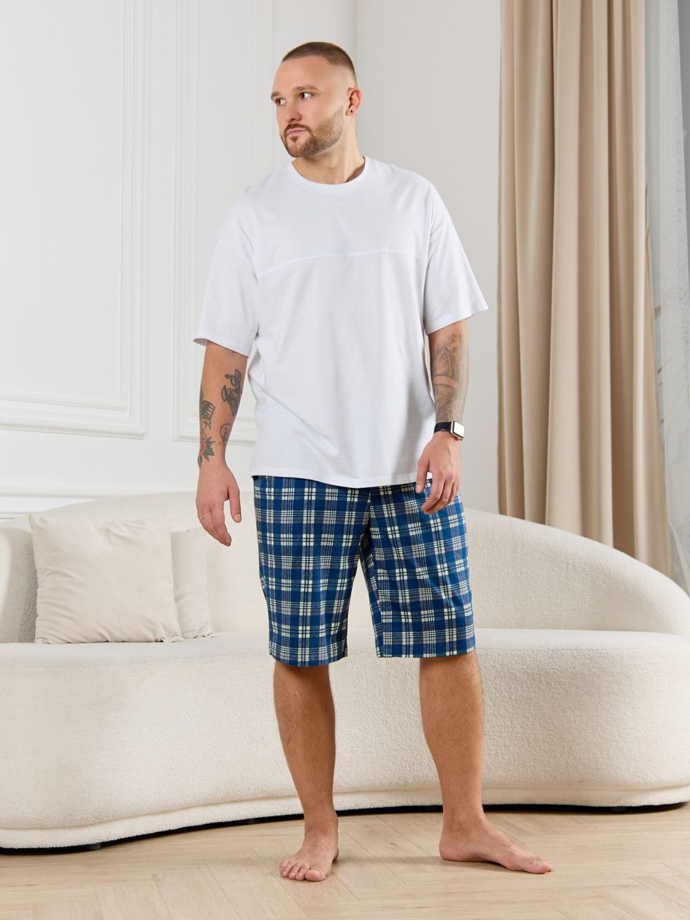 Шорты мужские Тор-2 Виотекс КЛЕТКА СИНЯЯ