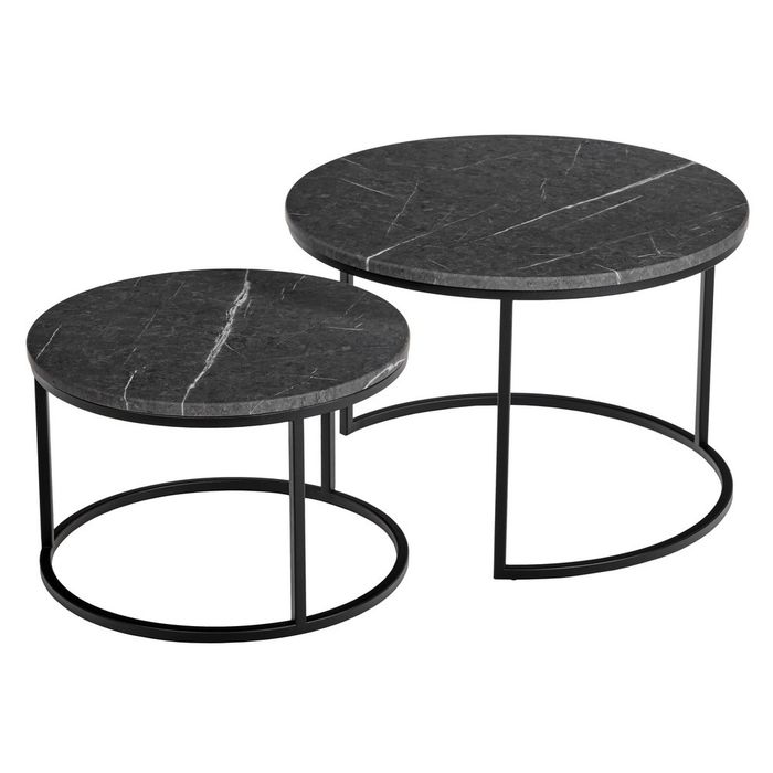 Набор кофейных столиков Tango серый мрамор с чёрными ножками, 2шт Bradex Home RF 0206