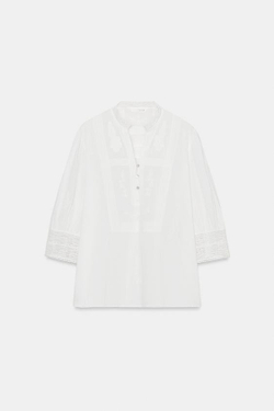 ZARA БЛУЗА С ВЫШИВКОЙ — ZW COLLECTION, ЭКРЮ