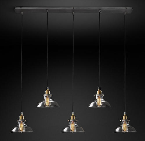 Подвесной дизайнерский светильник  20th C. Factory Filament Clear Glass Barn Rectangular  Pendant by Restoration Hardware