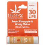 Hempz, Травяное солнцезащитное средство для губ, SPF 30, сладкий ананас и медовая дыня, 4,25 г (0,15 унции)