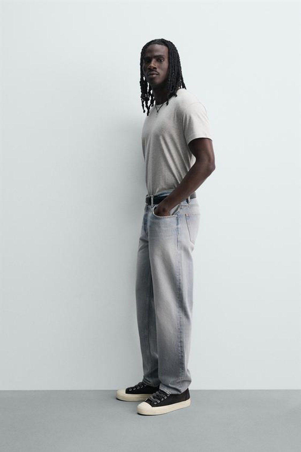 ZARA ДЖИНСЫ STRAIGHT FIT, СТАЛЬНОЙ СИНИЙ