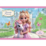 Альбом для рисования 28,5 *19,0 см., 12л., Alingar, на скрепке, мелованный картон (стандарт), 100 г/м2, "Принцессы", 4 дизайна в пленке т/у