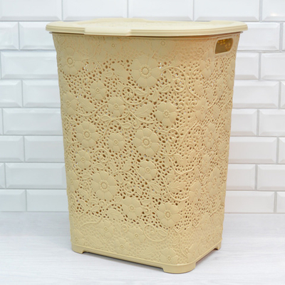 Корзина для белья 50л "Ажурная", цвет бежевый