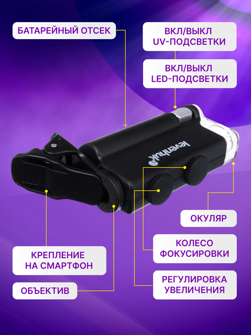 Микроскоп карманный для проверки денег Levenhuk Zeno Cash ZC10