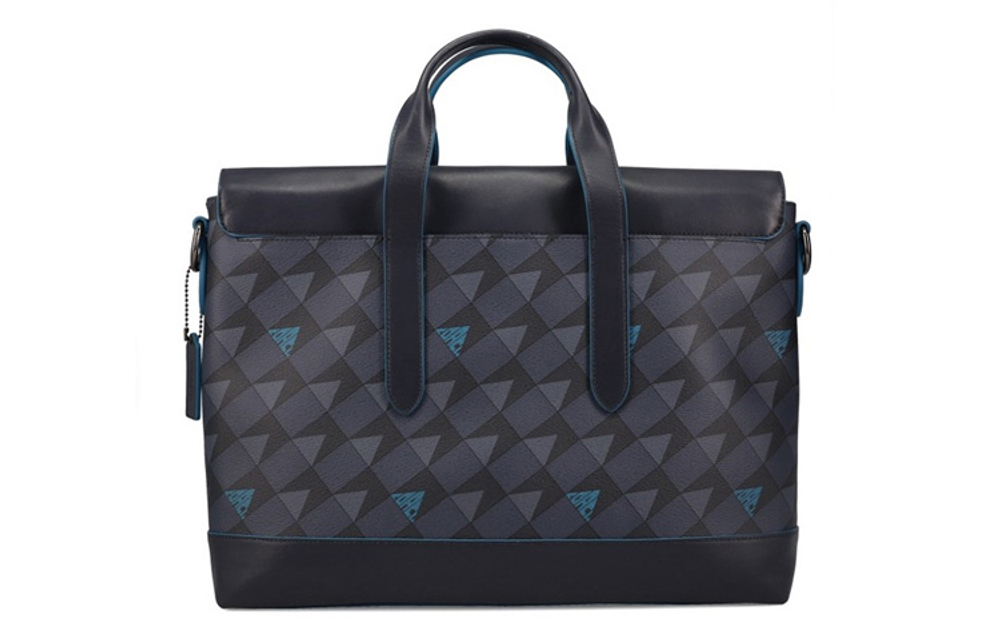 COACH Hamilton PVC With Cow Leather Briefcase, One Shoulder Handbag Large Men"s Blue