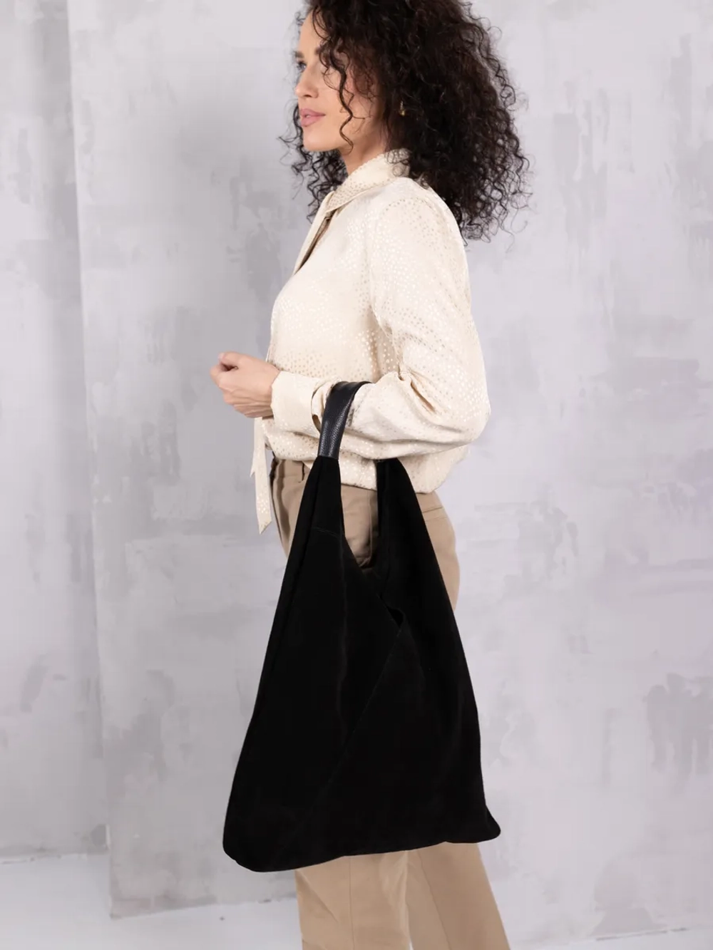 сумка через плечо шоппер натуральная замша