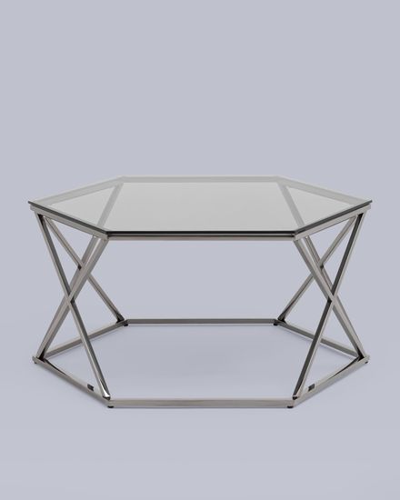 Журнальный столик Круз 93*80 стекло smoke сталь темный хром