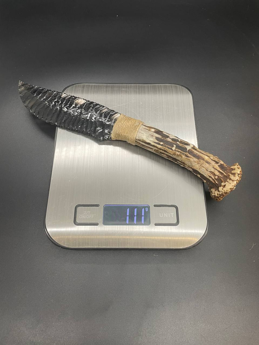 Нож обсидиановый с рукоятью из рога косули 24 см