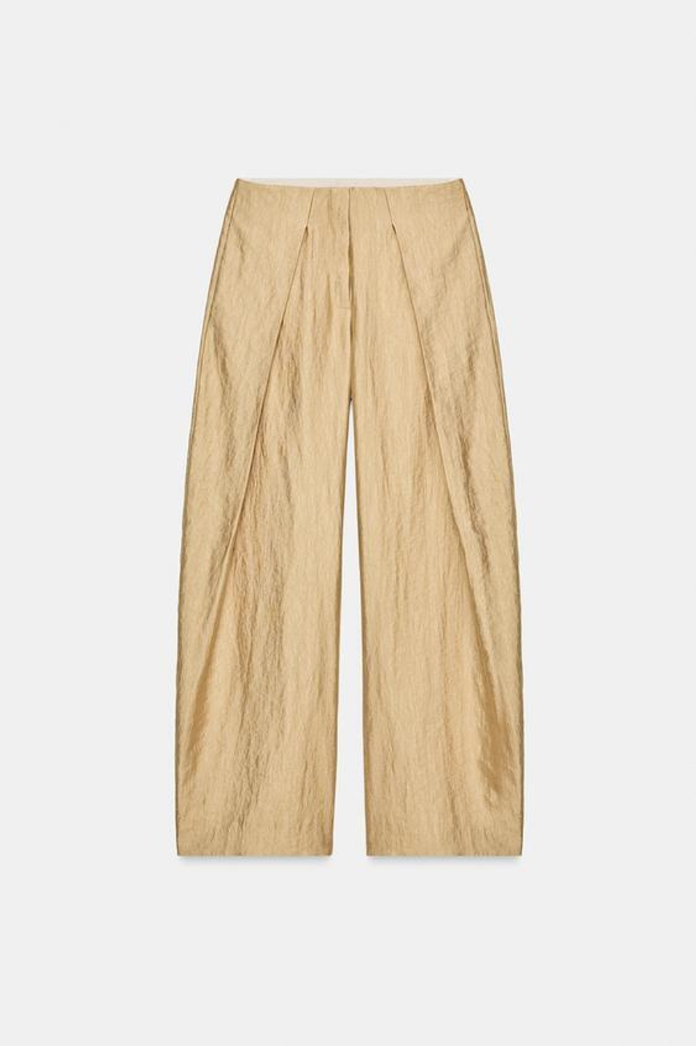 ZARA МЕТАЛЛИЗИРОВАННЫЕ БРЮКИ СО СКЛАДКАМИ — ZW COLLECTION, ЗОЛОТИСТЫЙ