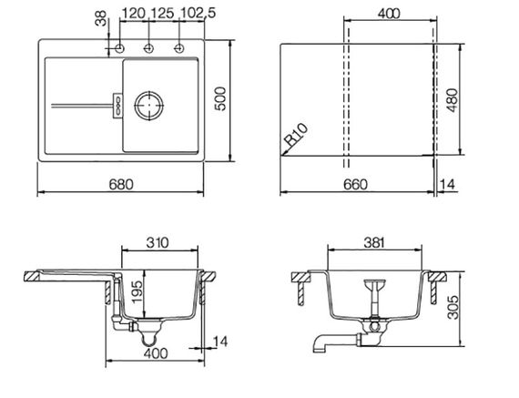 Мойка SCHOCK Horizont 40D Small Cristadur магма