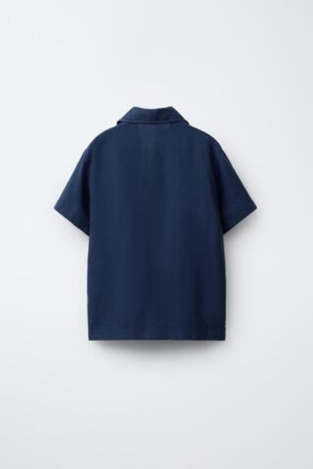 ZARA РУБАШКА ИЗ СМЕСОВОГО ЛЬНА, ИНДИГО