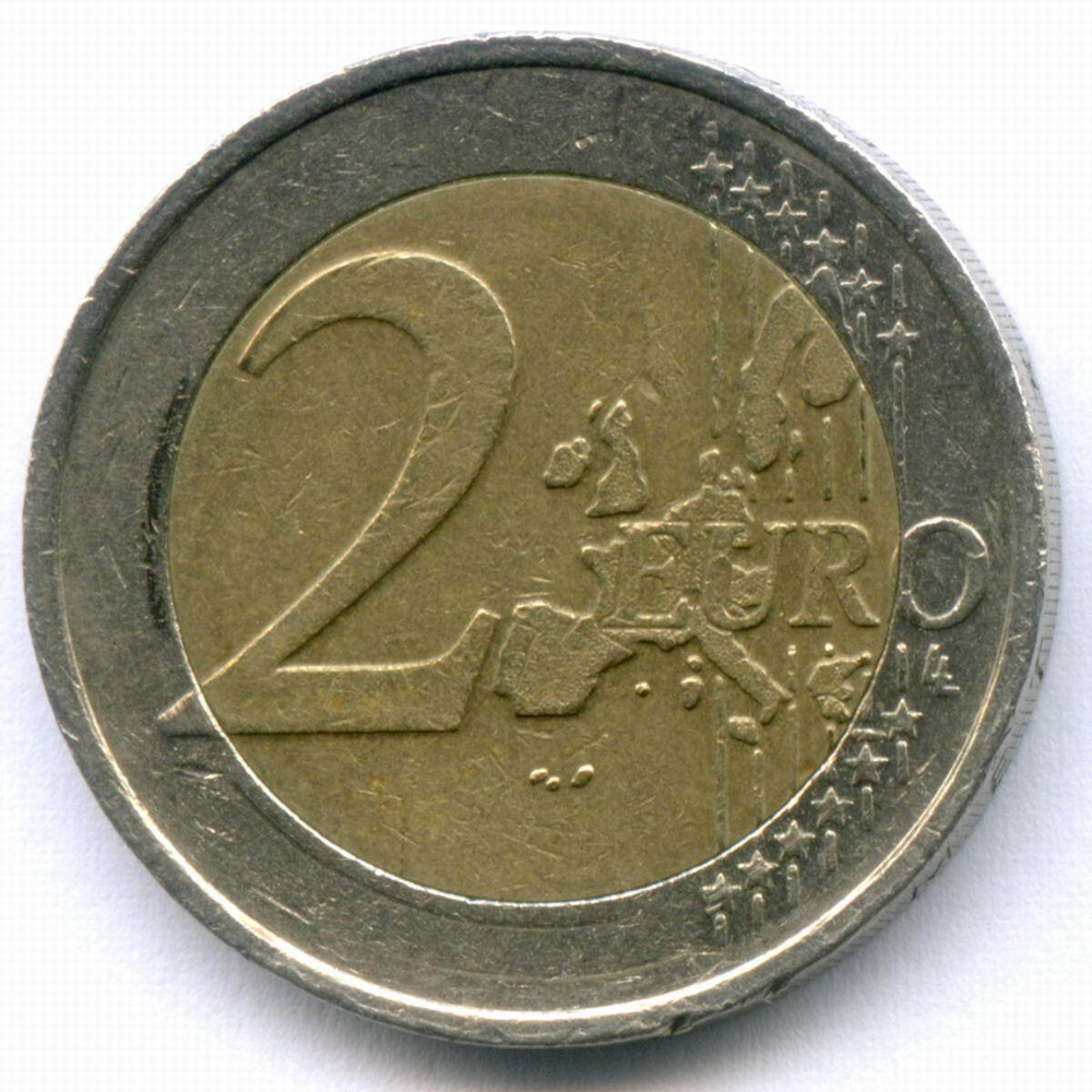 2 евро 2001 год. Нидерланды. Регулярный выпуск. Тип 1. Биметалл VF
