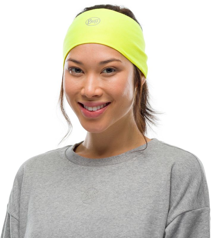 Повязка на голову спортивная Buff Headband CoolNet Solid Yellow Fluor Фото 2