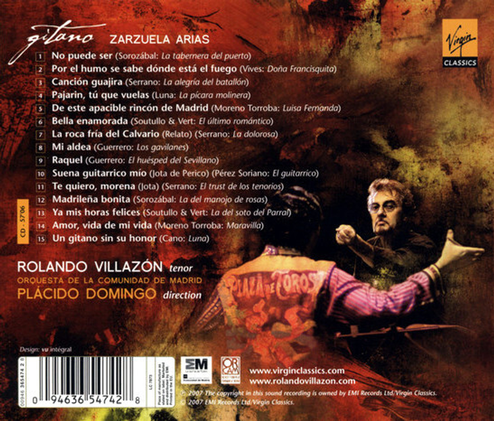 Rolando Villazon, Orquesta De La Comunidad De Madrid, Placido Domingo / Gitano Zarzuela Arias (CD)