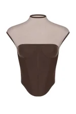 Коричневый корсет из сетки