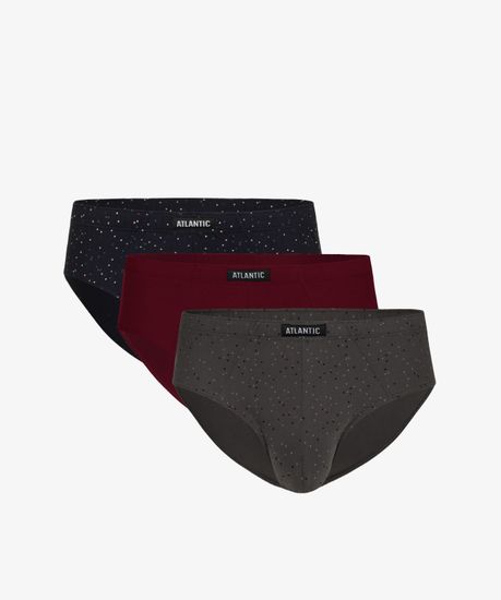 Мужские трусы (3шт) слипы классика Atlantic 3MP-131, темно-синий + бургунди + серый