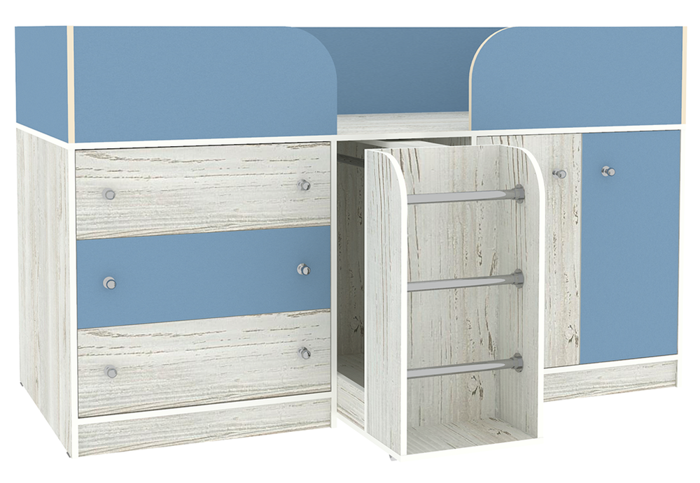 Кровать-чердак КарИВи Малыш 4 Винтерберг Светло-синий, голубой