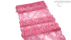 Эластичное кружево, розовый/сиреневыми цветами, 19 см (Артикул: EK-1003), м