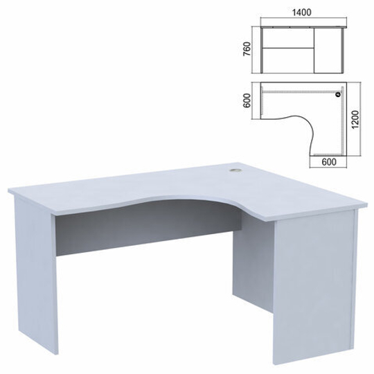 Стол компактный "Арго", 1400х1200х760, правый, серый (КОМПЛЕКТ)