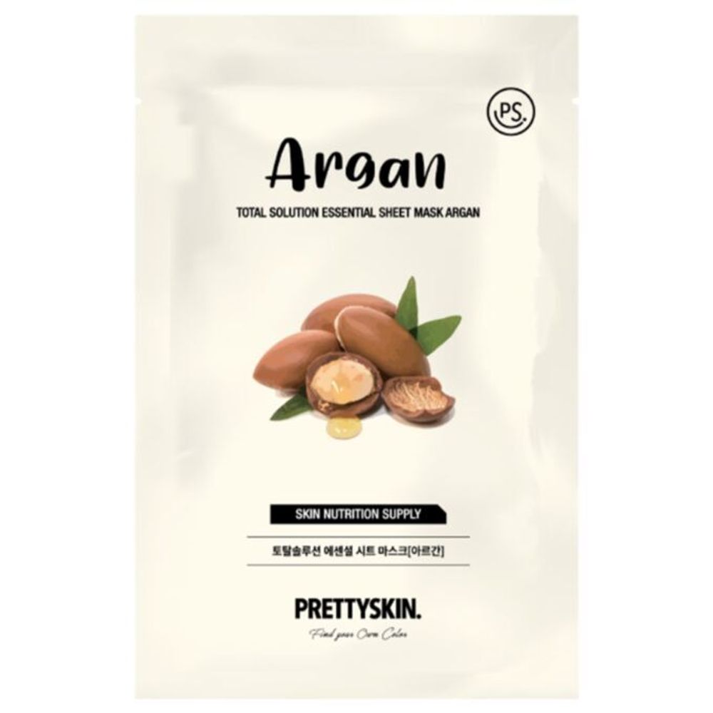 Тканевая маска с экстрактом арганового масла PRETTYSKIN Total Solution Essential Sheet Mask Argan