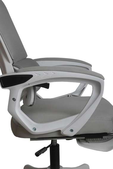 Кресло для руководителя Gramber С26 Сетка серая/Ткань серая/Белый