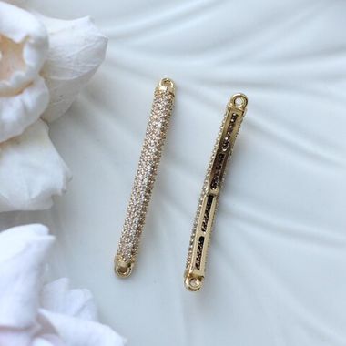 УЦЕНКА!!!Коннектор с фианитами 38*4 мм, позолота, У055