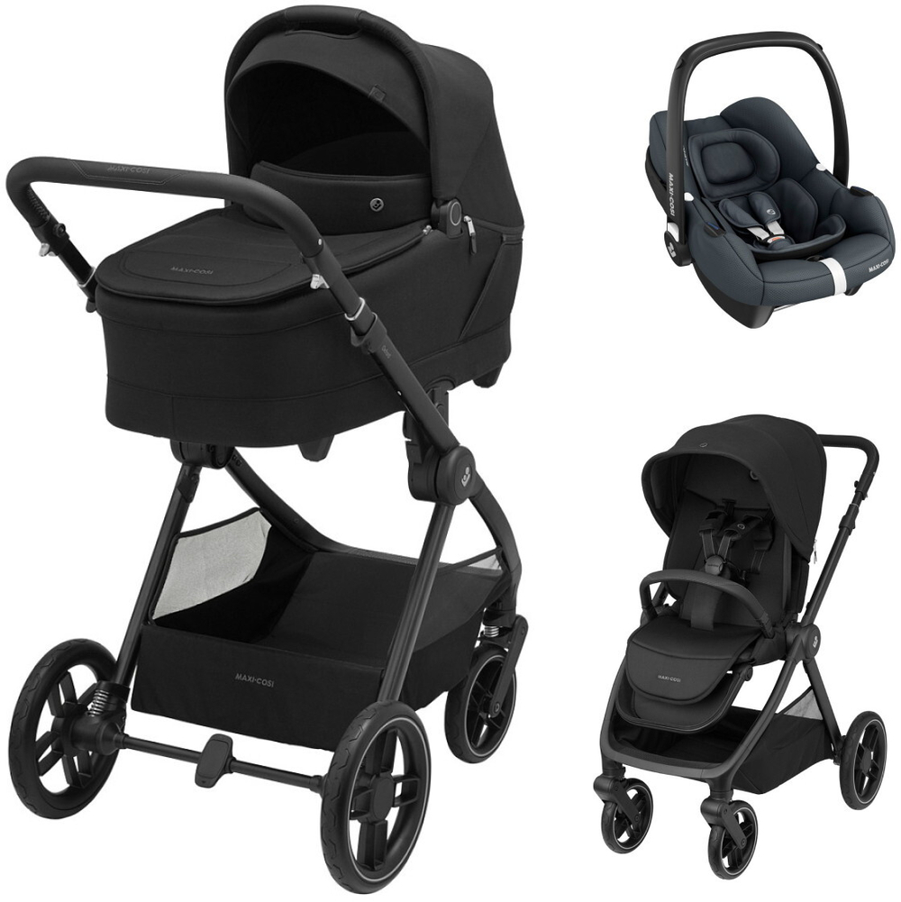 Коляска детская Maxi-Cosi Oxford Plus 3 в 1 с автокреслом CabrioFix Essential graphite 1978390110 PlusTwillic Black/Черный