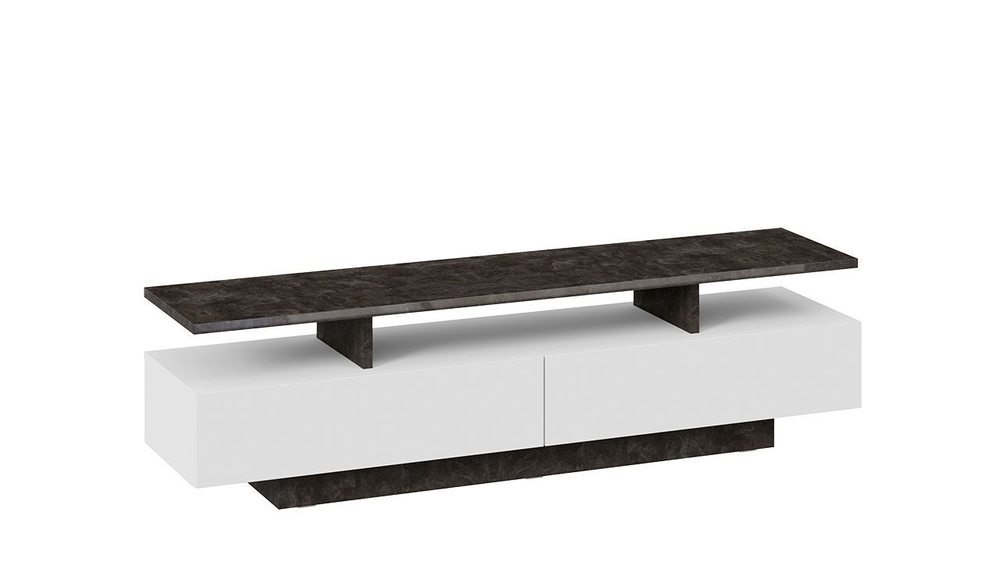 Тумба под телевизор напольная Белый/Ателье темный глянец 160х43х39 см