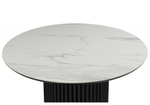 Керамический стол Woodville Барел 90 белый мрамор snow white, черный, ножки черные