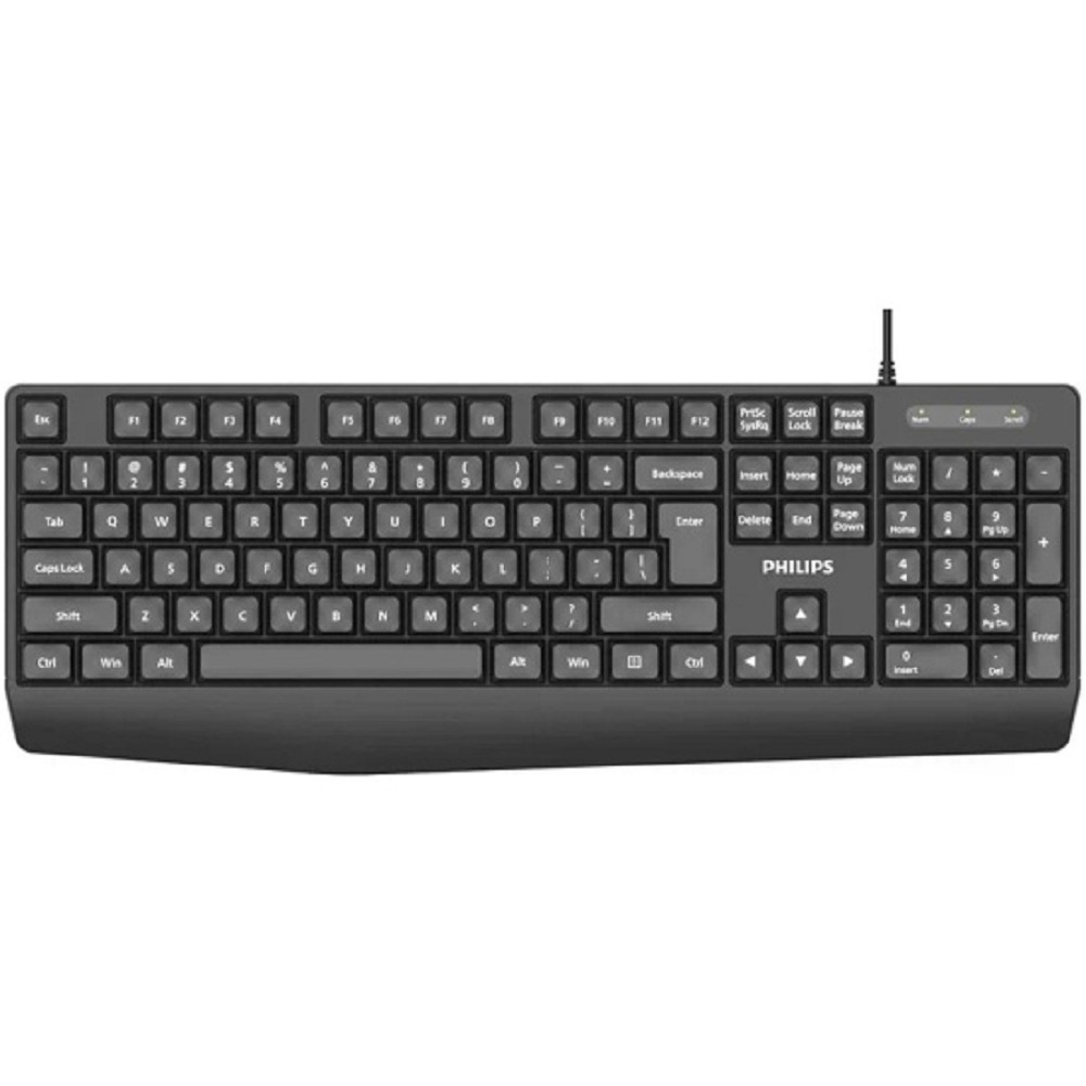 Клавиатура Philips Проводная Клавиатура SPK6237, USB 2.0 104 клав, высокие кн., русская заводская раскладка, чёрный